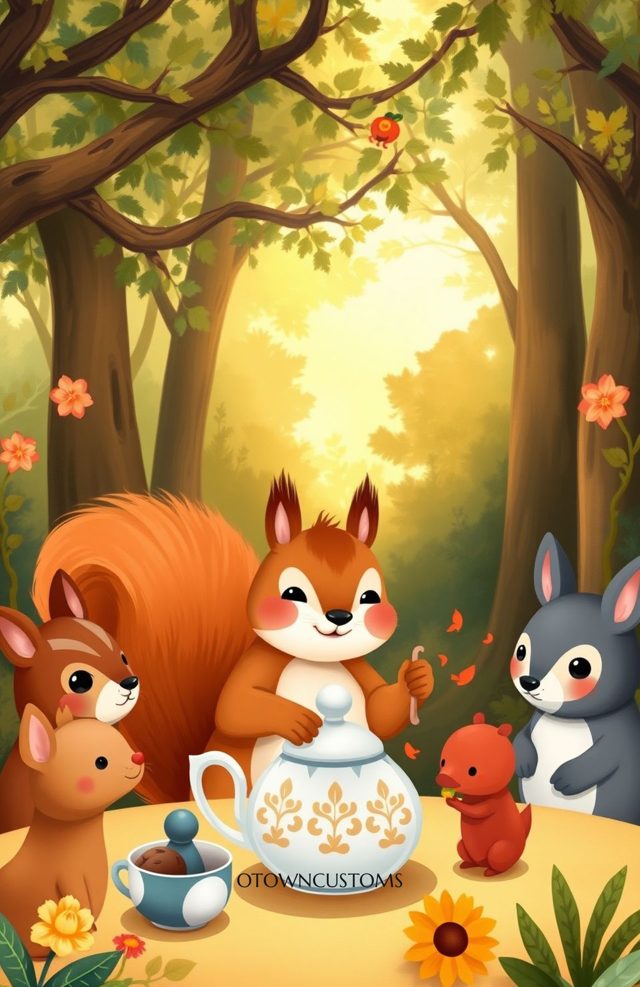 Whimsical Forest Squirrel Tea Party