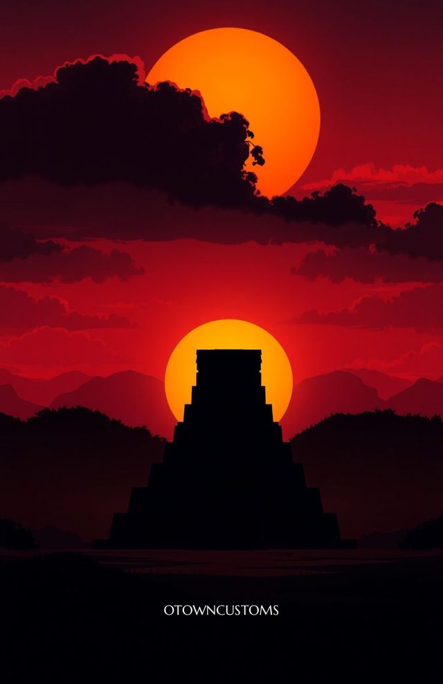 Dramatic Aztec Temple Sunset
