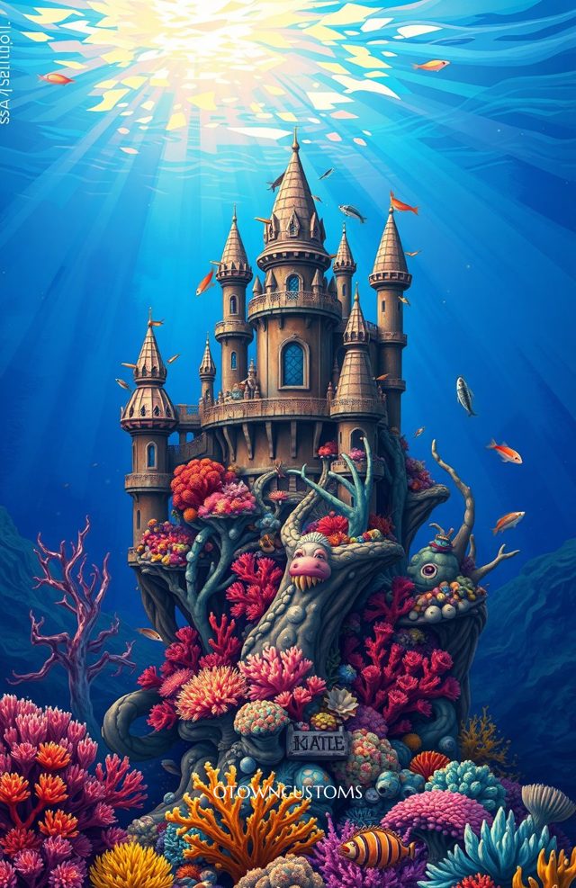 Underwater Fantasy Castle Coral Ocean