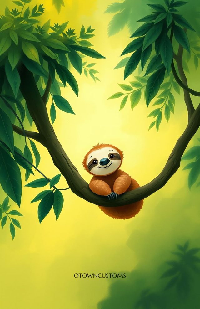 Cartoon Cuddly Sloth Jungle