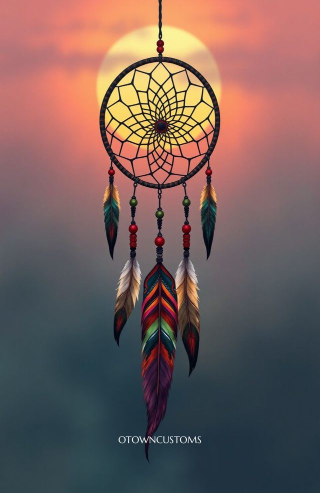 Dreamcatcher Sunset Boho Feathers Glow