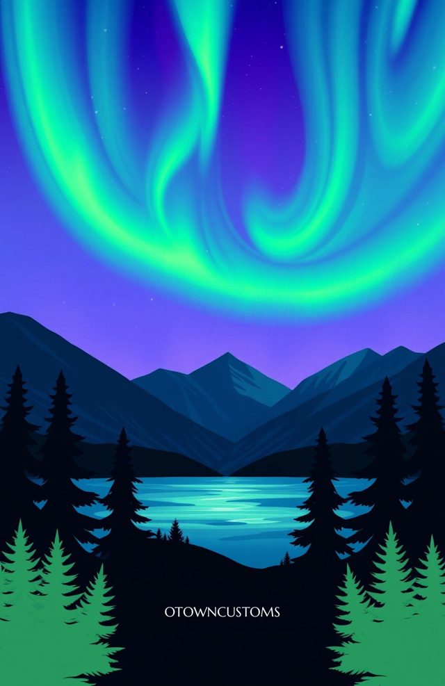 Minimalist Aurora Borealis Northern Lights