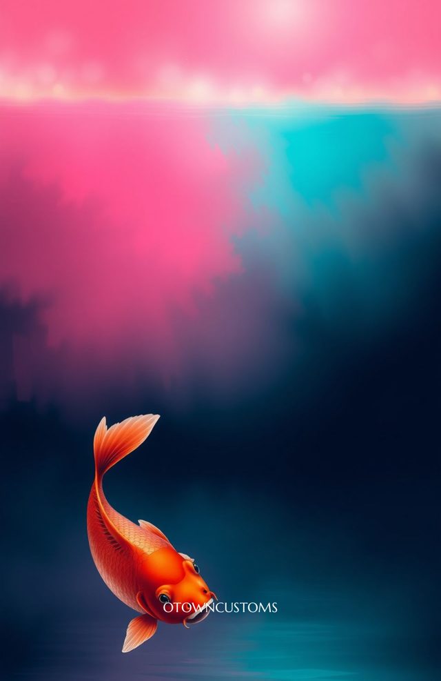 Vibrant Neon Dream Koi Pond