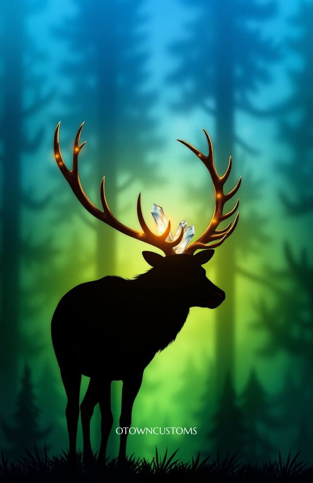 Mystical Forest Silhouette Stag