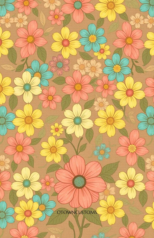 Retro Floral Pattern Vintage Wallpaper