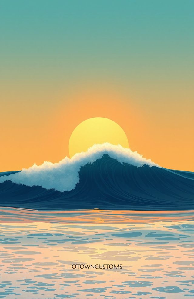 Minimalist Sunset Golden Wave