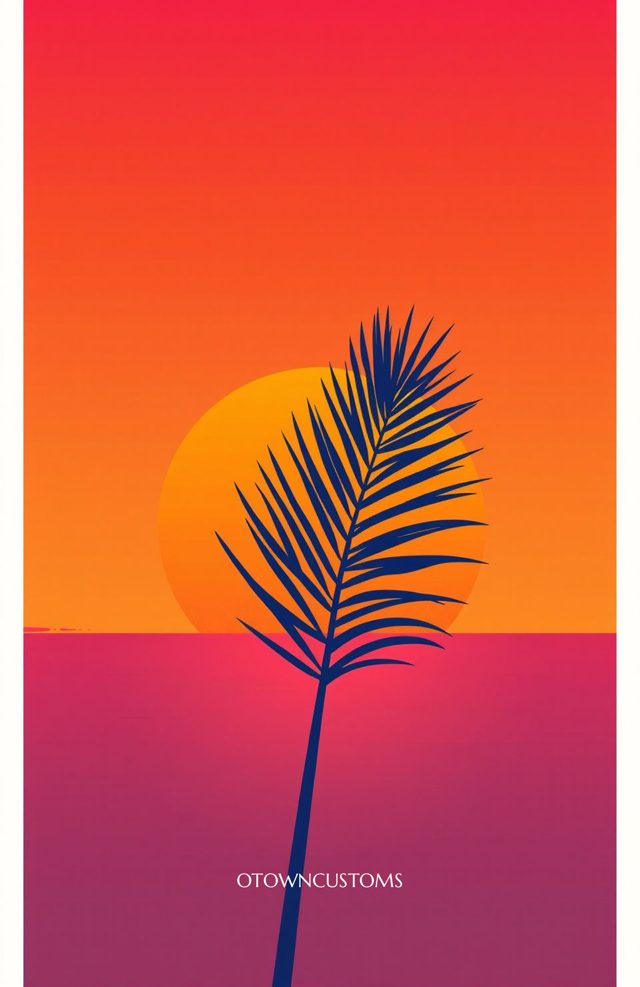 Minimalist Sunset Palm Retro Coastal