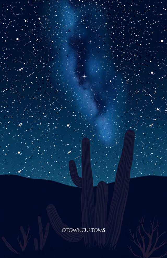 Starry Cactus Silhouette