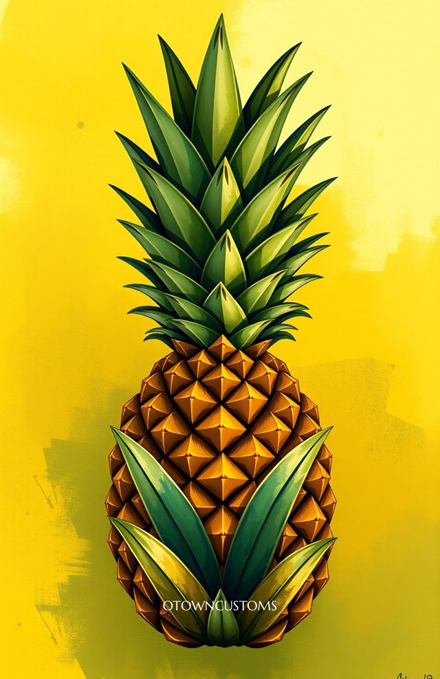 Stylized Pineapple Tropical Leaf