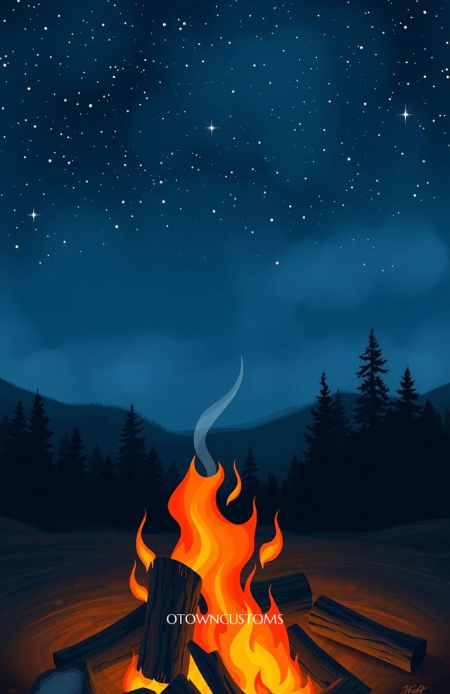 Cozy Campfire Night Illustration