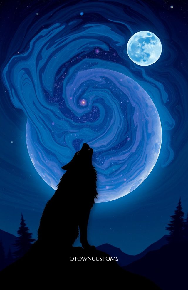 Abstract Moon Wolf Mystic
