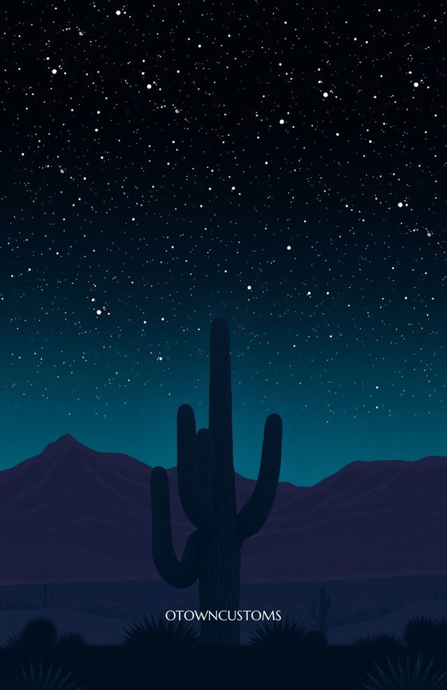 Minimalist Desert Night Cactus