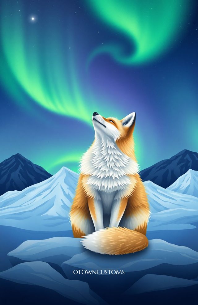 Arctic Fox Stargazer Illustration