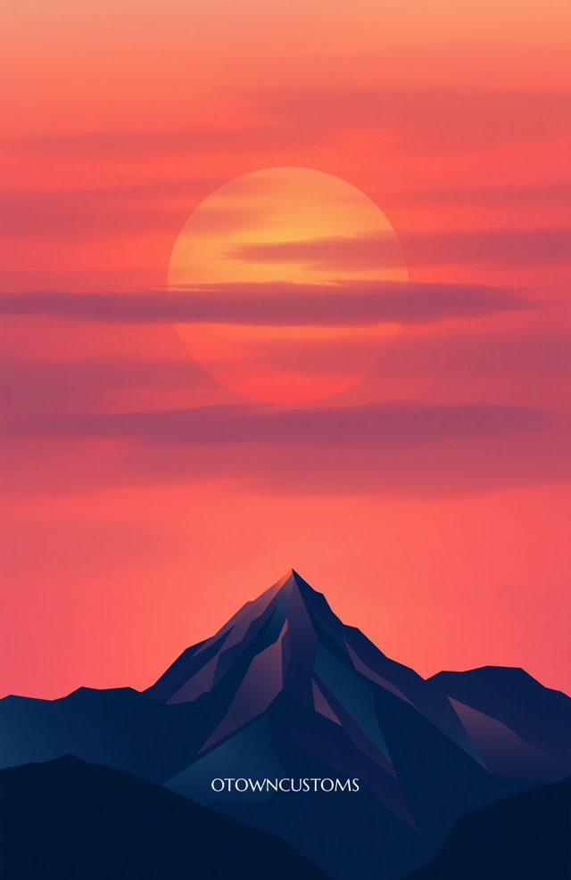 Minimalist Sunset Geometric Mountain