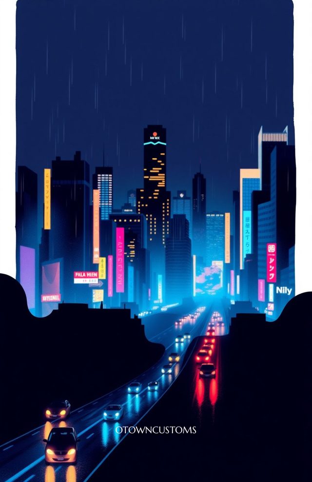 Minimalist Cityscape Neon