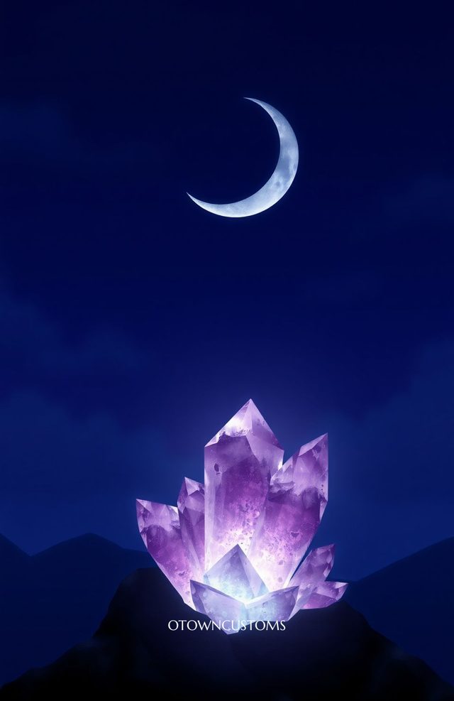 Glowing Crystals Moon Mystical