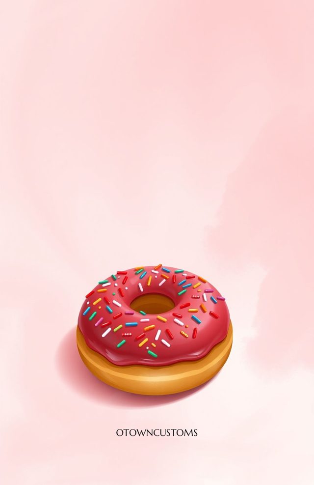 Food Illustration Strawberry Sprinkle Donut