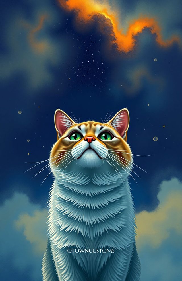 Stylized Grumpy Cat Stargazing