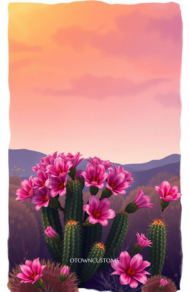 Desert Bloom Sunset Illustration
