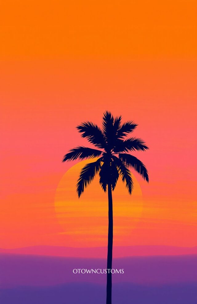 Retro Sunset Golden Hour Palm