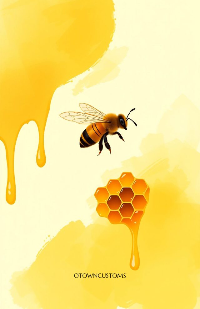Sweet Honeycomb Bee Watercolor