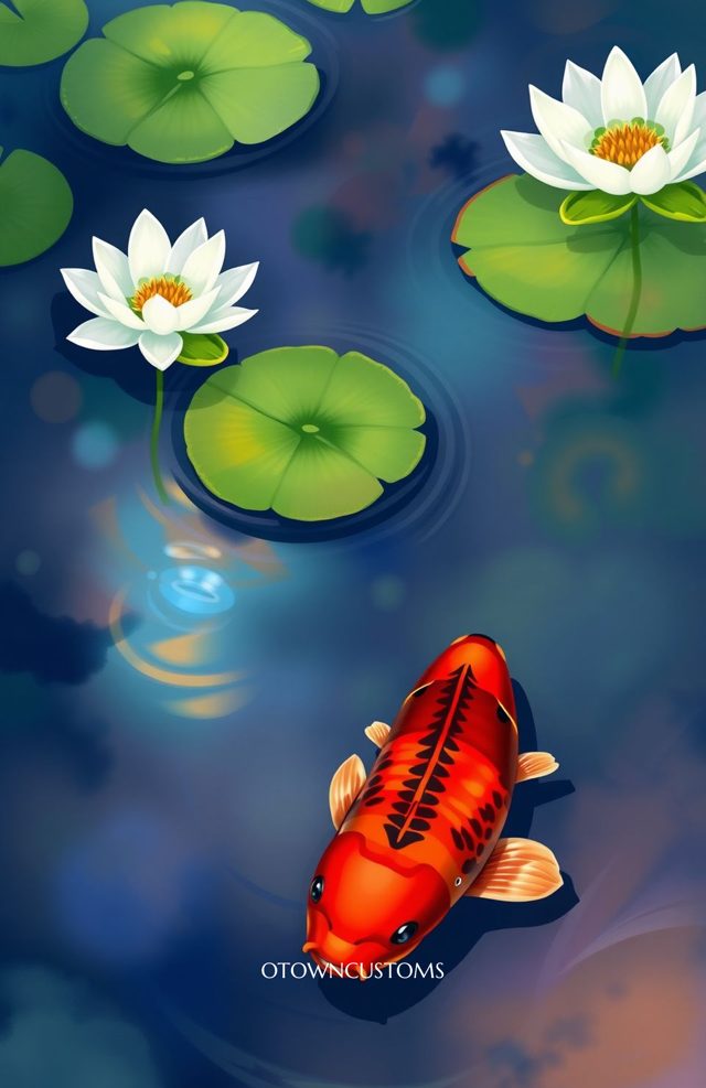 Rainbow Koi Pond Serenity Painterly