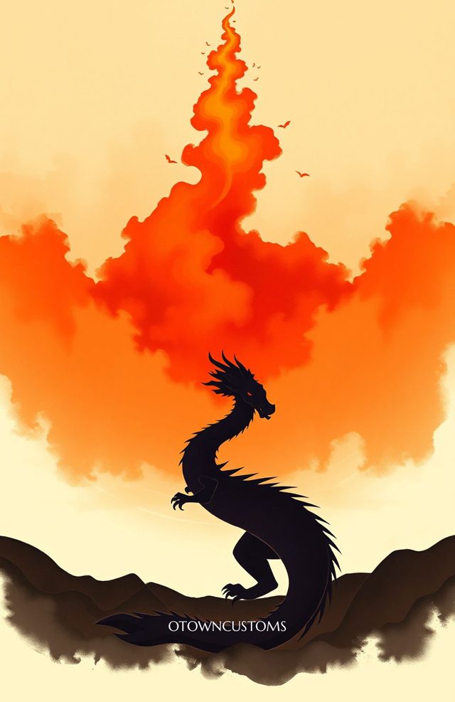 Stylized Dark Dragon Breath Fiery Sky
