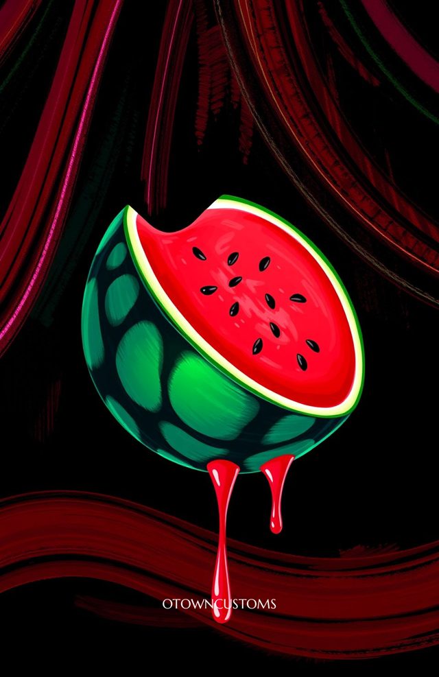Surreal Neon Watermelon Art
