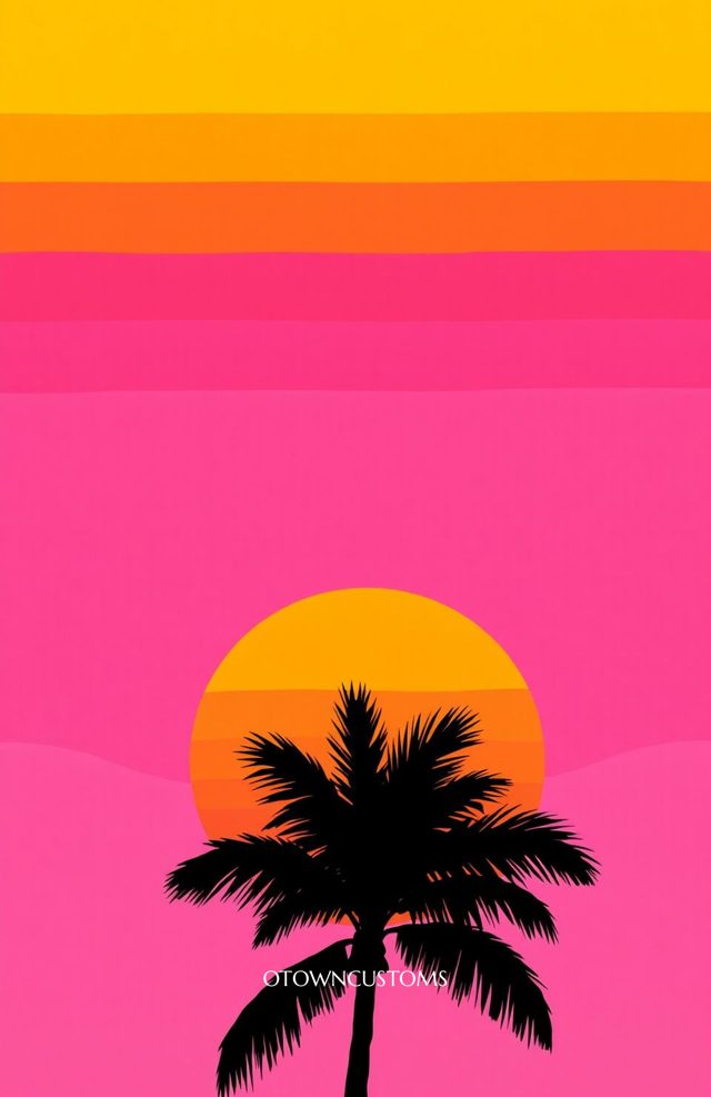 Retro Sunset Palm Beach