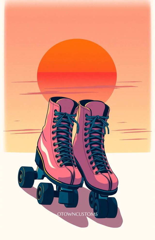 80s Aesthetic Retro Sunset Roller Skates