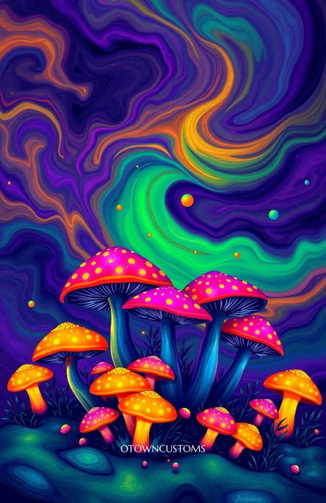 Vibrant Psychedelic Mushroom Art