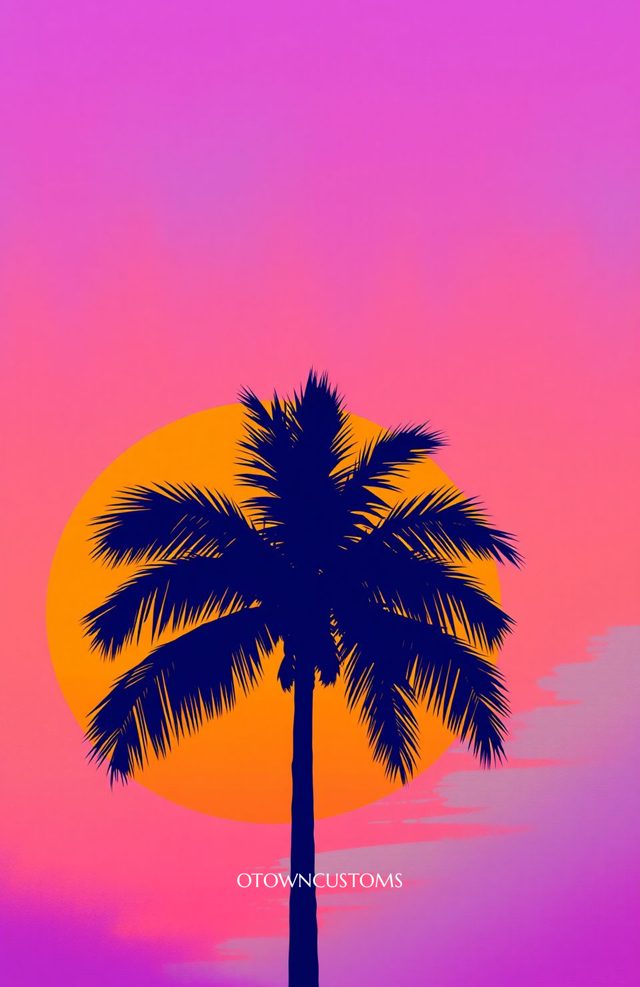 Retro Sunset Palm Vaporwave