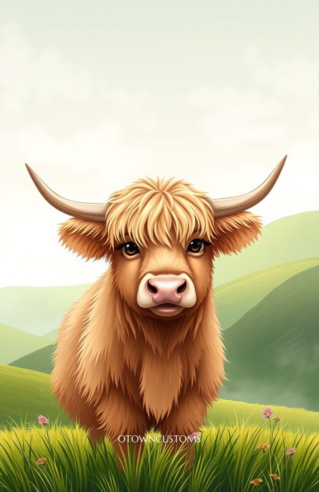 Painterly Illustration Highland Cow