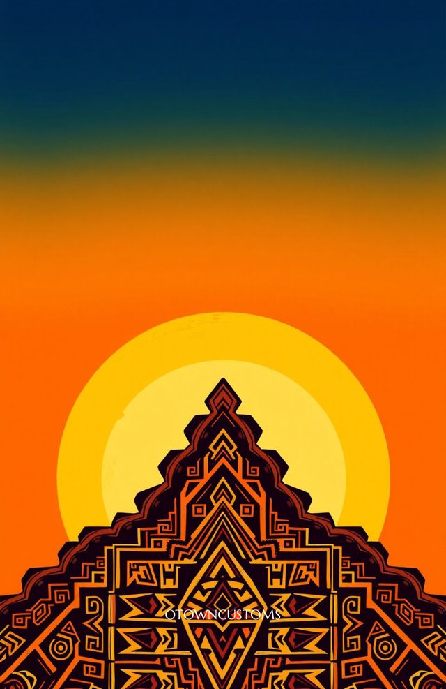 Geometric Aztec Sunrise Tribal Pattern