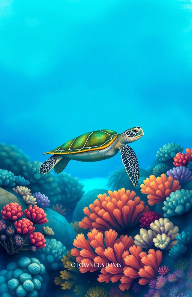 Ocean Turtle Coral Reef Vibrant Underwater