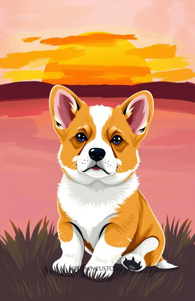 Corgi Puppy Flat Illustration