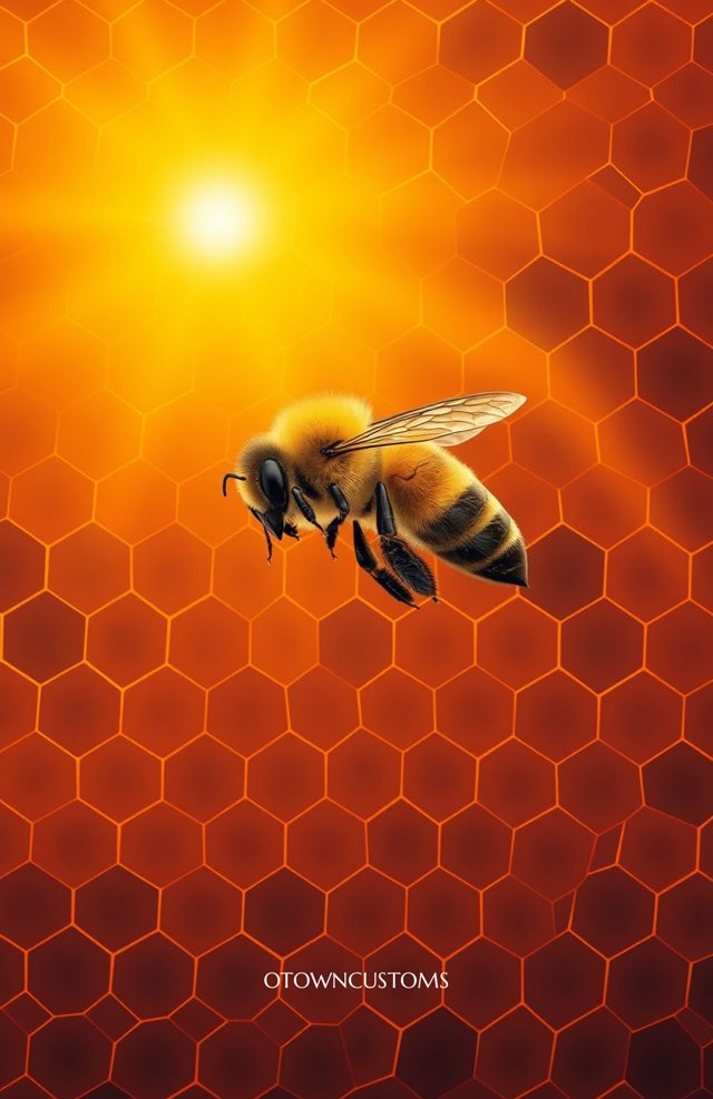 Honeycomb Golden Bee Flight Realistic Bee