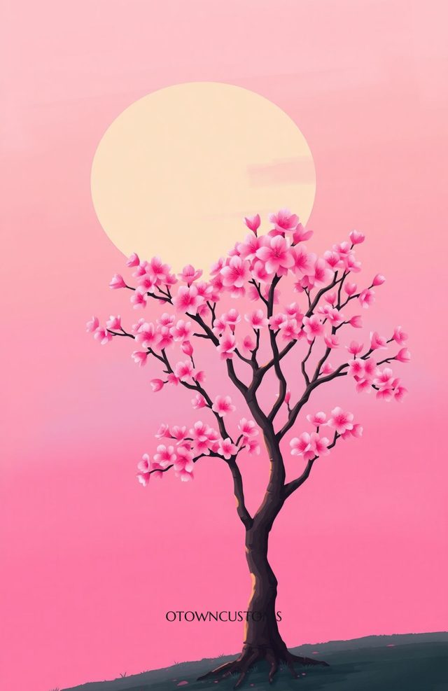 Pixelated Cherry Blossom Artistic Floral