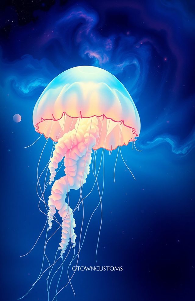 Glowing Jellyfish Nebula Ocean Cosmic