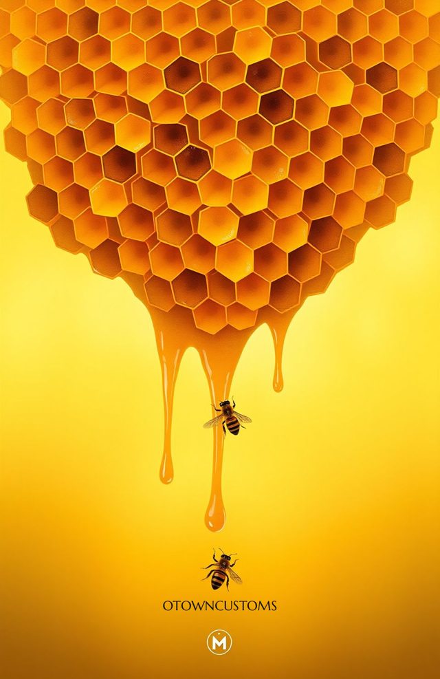 Honeycomb Bee Dripping Honey