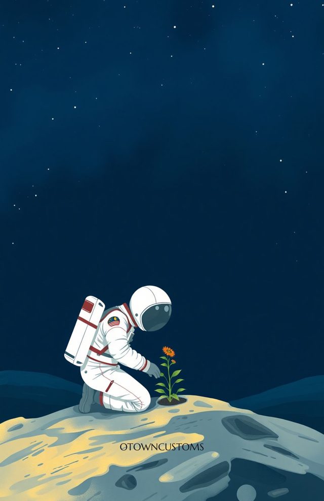 Astronaut Planting Flower Lunar Garden