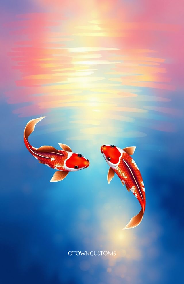Rainbow Koi Pond Reflection