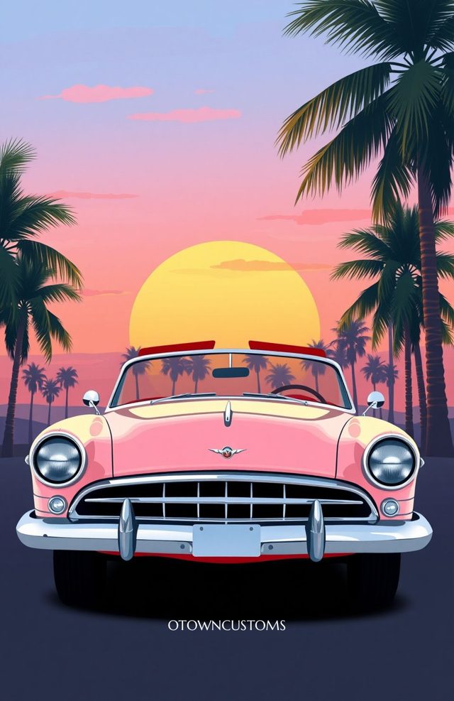 Vintage Sunset Palm Drive