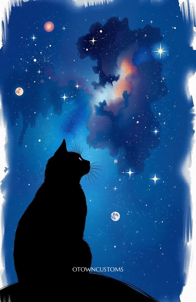 Cat Space Cosmic Celestial Stargazer