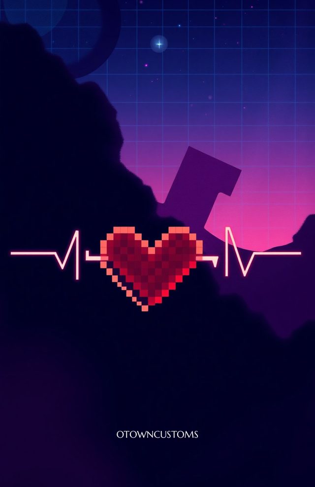 Retro Arcade Pixel Heartbeat Grid