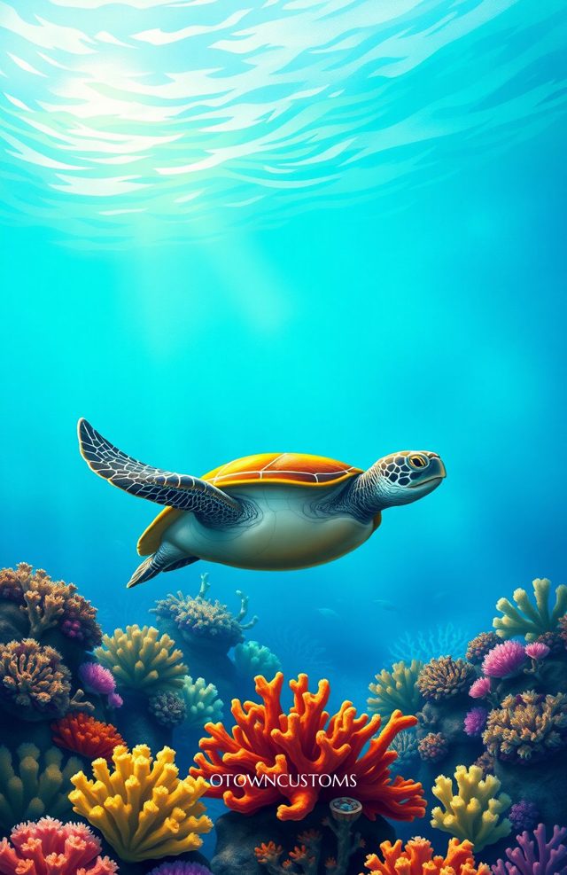 Vibrant Underwater Turtle Coral