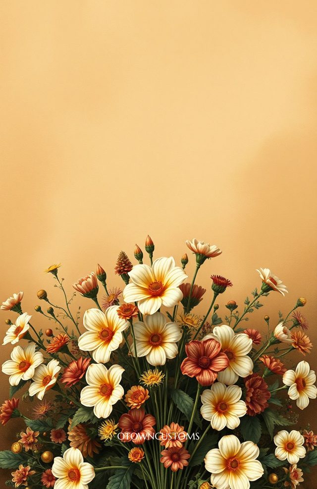 Floral Bouquet Vintage Tapestry Vibrant Floral Illustration