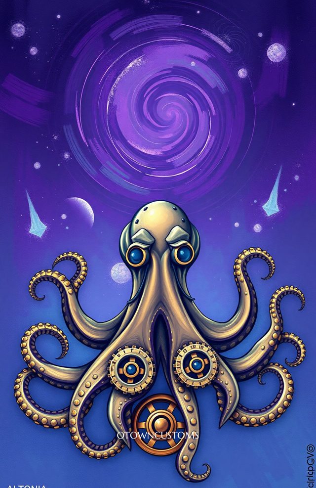 Steampunk Octopus Gears Galaxy