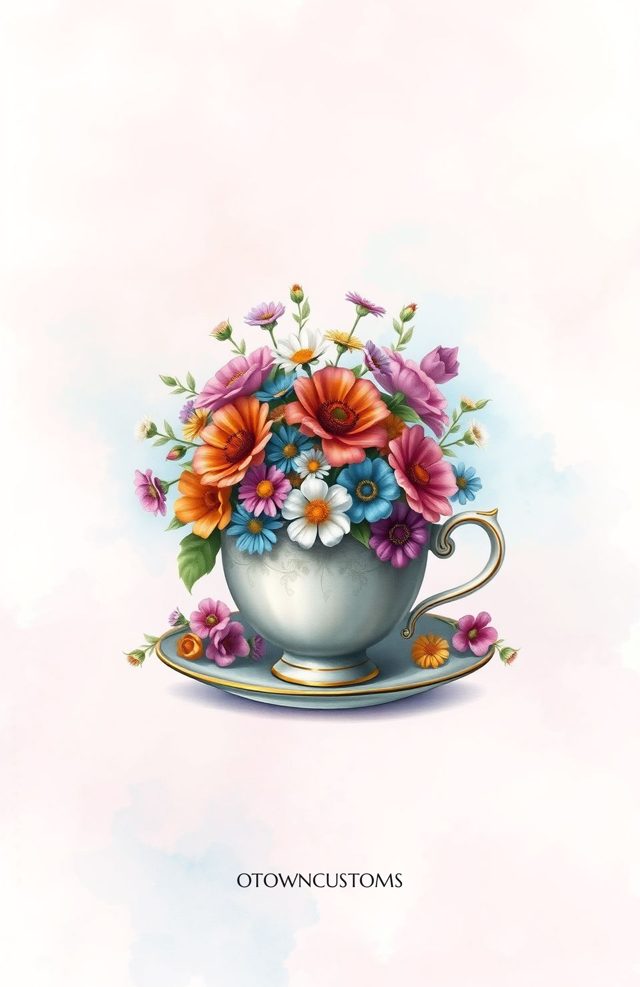Vintage Teacup Floral Watercolor