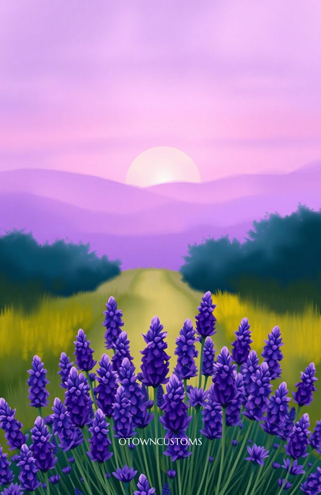 Dreamy Lavender Fields Pastel Landscape